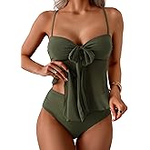 B2prity Tankini Swimsuits for Women, Tummy Control Flowy Mesh Tops, High Waisted Bottoms, Coquette 2 Piece Bathing Suits