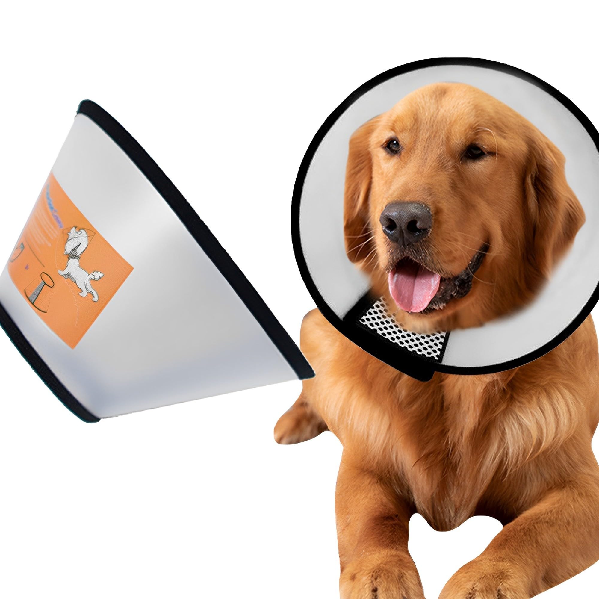 JIAMIAN Pet Recovery Collar Comfy, Elizabethan Collar Breathable Soft Edge, Adjustable Pet Protective Collar Anti-Bite Lick Wound Healing, for Dogs and Cats (Neck:35-40cm) — image 1