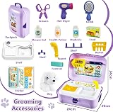 HERSITY Kids Vet Kit Dog Grooming Toy Playset 16 Pcs Carrier Backpack view 5