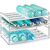 Cirhy Water Bottle Organizer Holder for Cabinet, 3 Tier Expandable Water Bottle Storage Rack for Tumbler Travel Mug Cup Kitchen Pantry Organization and Storage for Stanley Cup