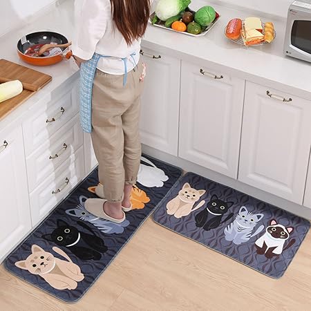 Rosavida Tapis De Cuisine Antiderapant Motif Chat Tapis Devant Evier Absorbant Paillasson Entree Lavable Decoration 50 80cm 50 120cm Amazon Fr Cuisine Maison