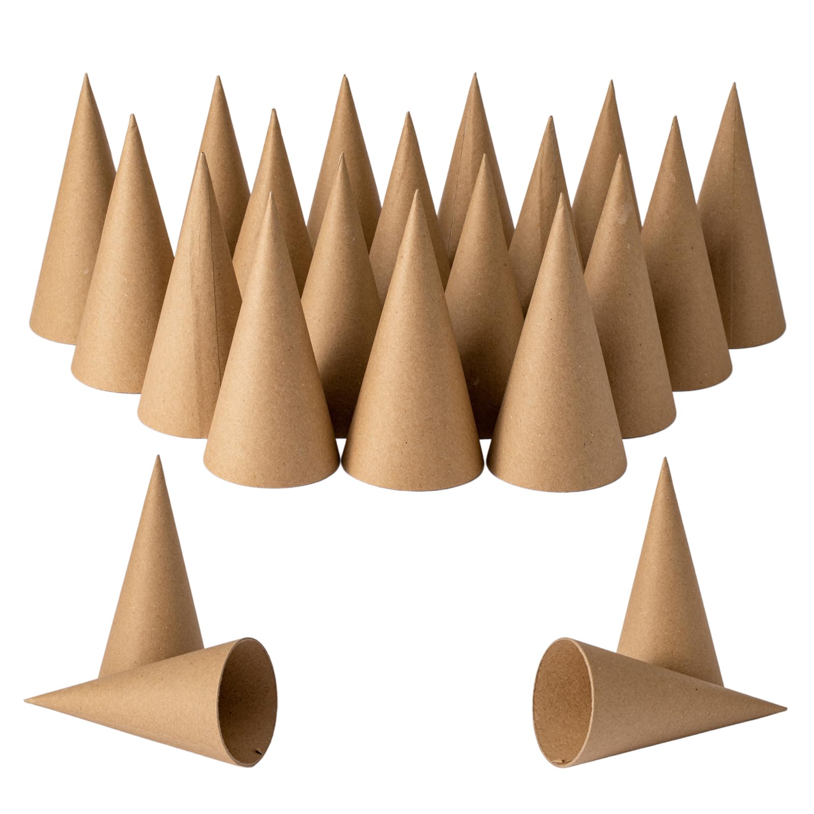 Photo 1 of Crafjie 22PCS Paper Mache Cones Open Bottom 5.9 x 2.75in, Paper Cone for DIY Art Projects, Christmas Gnomes, Christmas Tree, Christmas hat, Halloween Decorations, Crafts and Holiday Decor, Brown