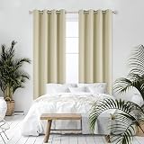 Deconovo Room Darkening Curtains Beige 2 Panels 42 x 95 Eyelet Ring Top view 6
