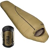 Mummy Sleeping Bag for Adults, 36&deg;F Comfort, Backpacking Sleeping Bags | 250GSM hollow-fiber fill, 40D water-resistant nylon and compression sack for spring/fall backpacking and family camping