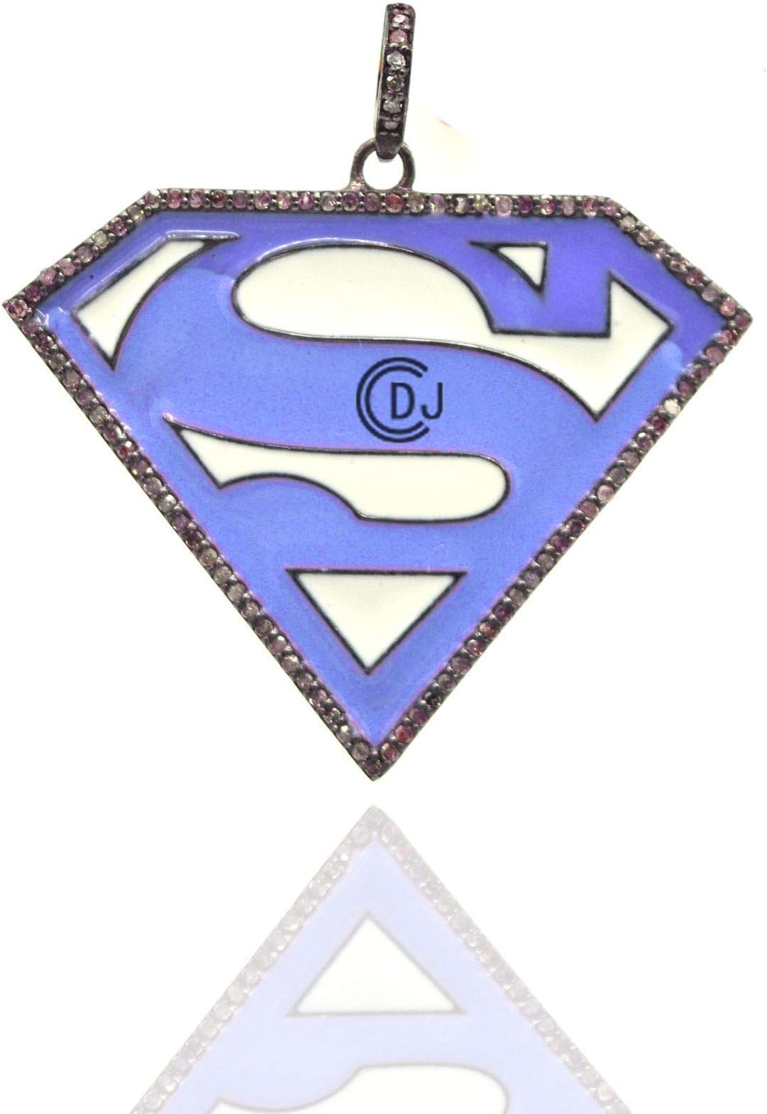 Beautiful Pave Diamond Pink & White Enamel Super Men Sing Pendant jewelery