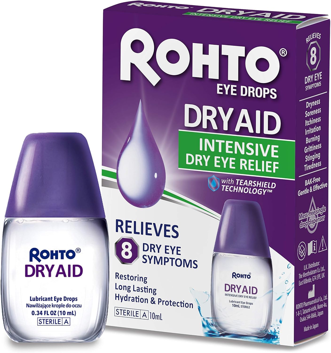 Rohto Dry Aid Intensive Dry Eye Relief - Eye Drops, 10 ml (Pack of 1)