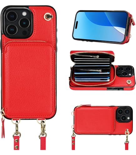 Bocasal Crossbody Portemonnee Hoesje Voor IPhone 15 Pro Max – RFID-blokkering, PU Lederen Ritsmodel, Met Kaartvakken En Afneembare Pols- Of Schouderband