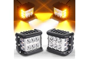 Side Shooter, 4inch Light Pods Off Road LED With Strobe Dual Side Yellow DRL Driving Lights for Jeep Truck ATV SUV UTV 4x4