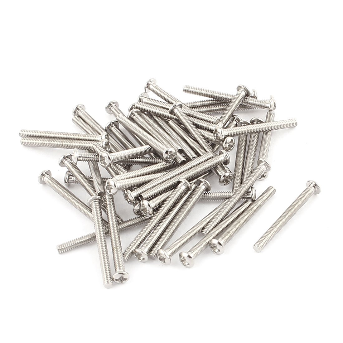 sourcing map 50 Pcs M2x20mm Stainless Steel Round Head Phillips Machine Screws Bolts