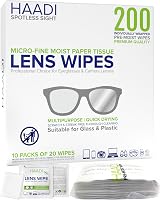 HAADI Glasses Cleaner Wipes 200 Pack Individually Wrapped 6x5 in view 1