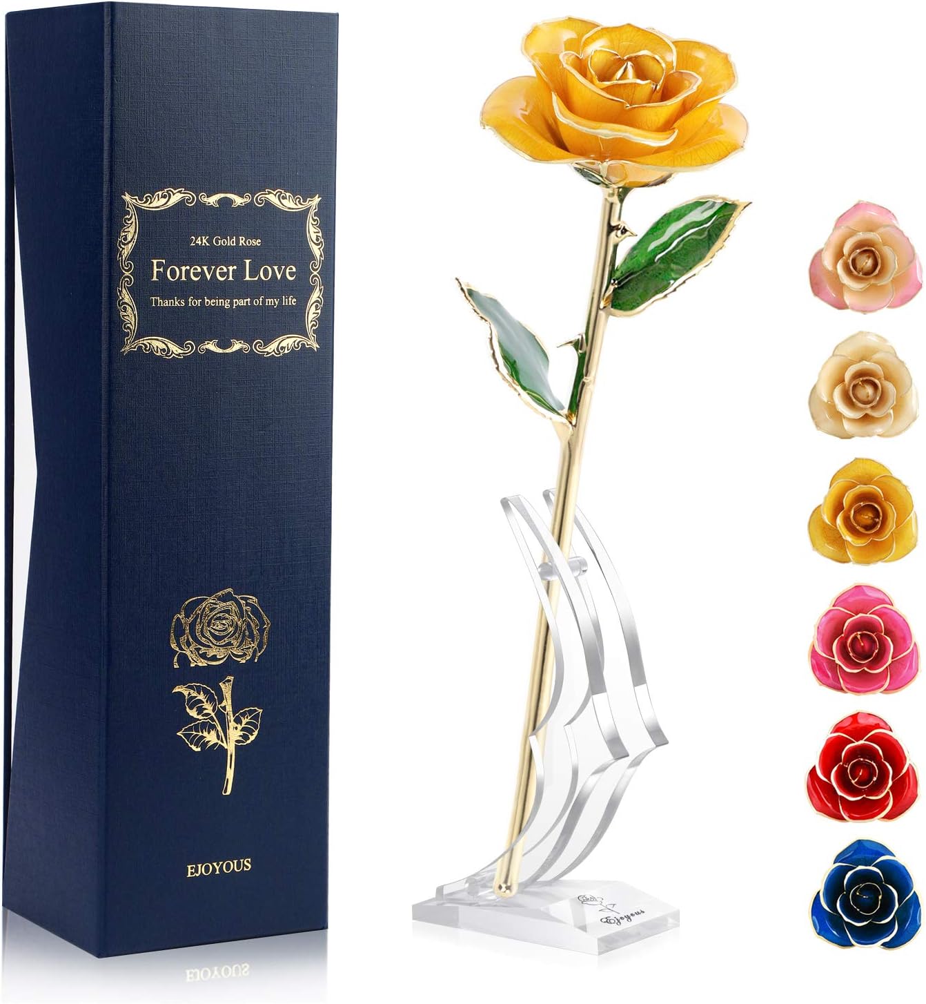 Ejoyous 24K Gold Rose W/Stand Gift for Girlfriend Daughter Mom Grandma Friend Birthday Wedding Anniversary Graduation Valentines Thanksgiving Gratitude Present