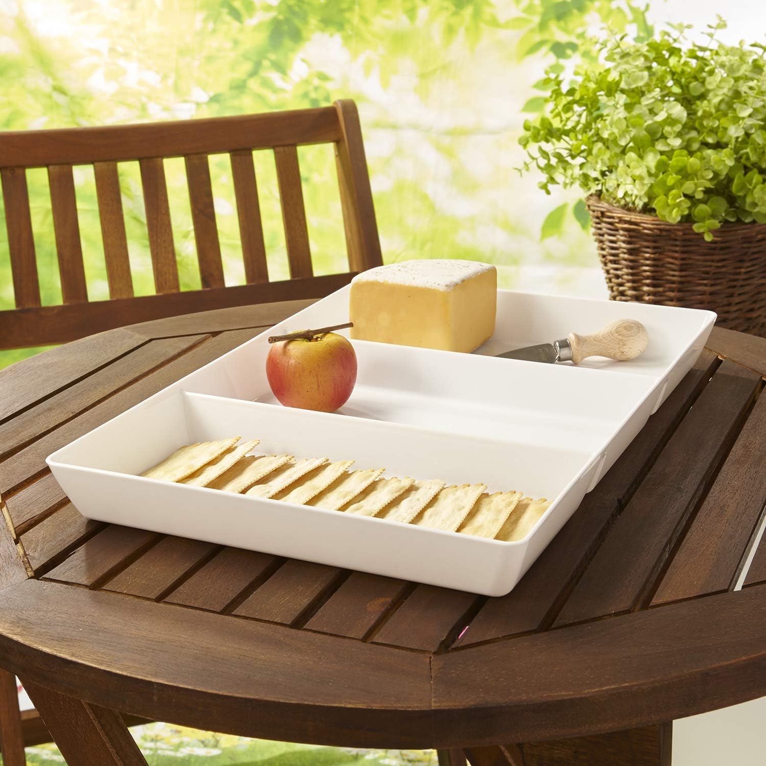  | Avant 15" x 10" Plastic 3-Section Serving Tray | set of 3 White: Platters