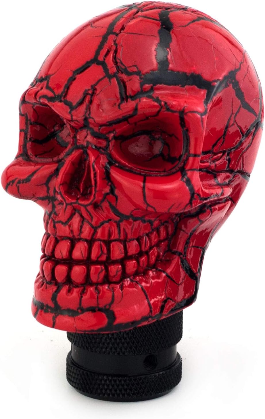 Skull MT Car Stick Shifter Handle, Gear Shift Knob Small Teeth Devil Skeleton Style Fit Most Manual Automatic Transmissions, Red Pattern