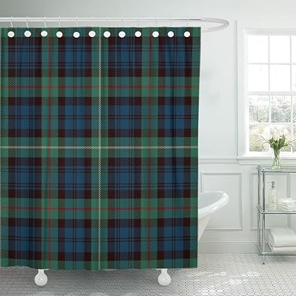 Amazon Com Emvency Shower Curtain Celtic Tartan Blue Black Green