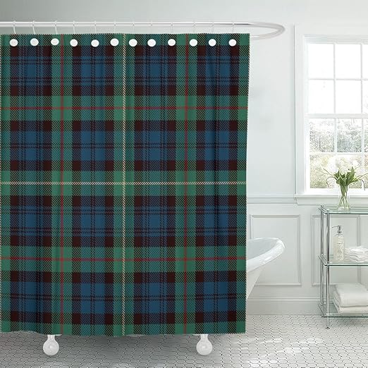 Amazon Com Emvency Shower Curtain Celtic Tartan Blue Black Green