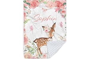 Personalized Baby Blanket for Girls, Custom Baby Blanket with Name, Soft Flannel with Double Layer Dotted Backing, Receiving 