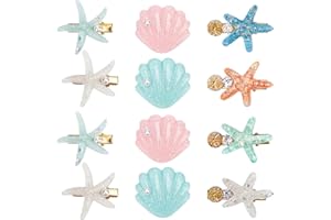 12 Pieces Shell Pearl Starfish Hair Clip Set, Catcan Seashell Hair Clips Starfish Alligator Hair Clips for Women Headwear Styling Tools Hair Accessories (classic style)