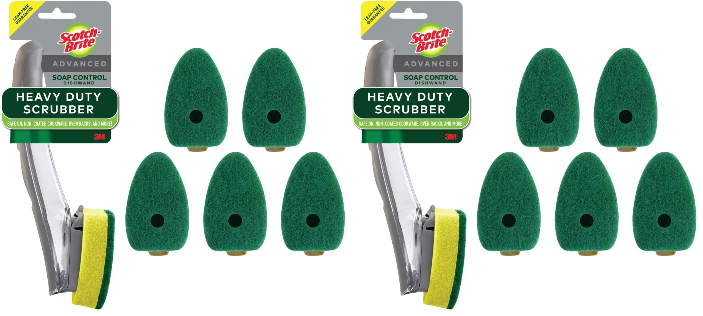 Scotch-Brite Heavy Duty Advanced Soap Control Dishwand Kit, Includes 1 Wand & 5 Refill Pads, Control Soap with A Button, Keep Your Hands Out of Dirty Water (Pack of 2)