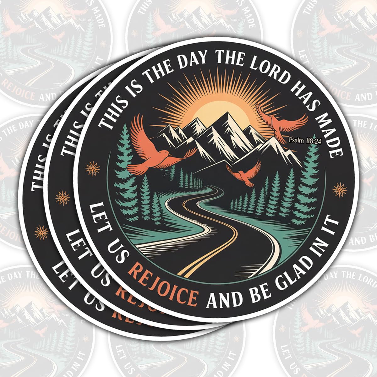 Photo 1 of (3 Pcs) This Is the Day the Lord Has Made Sticker – Psalm 118:24 Bible Verse Christian Vinyl Decal for Laptop, Bible Journal, Water Bottle, Car Window – Inspirational Faith Gift for Believers – 3 Inch