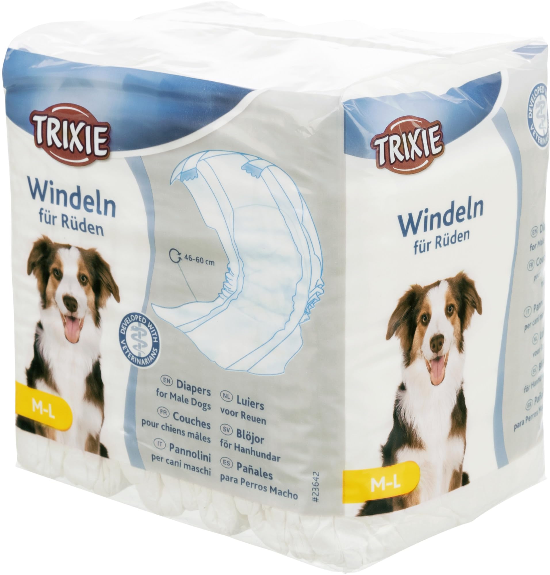 Trixie Twelve Diapers for Male Dog, Medium/Large,White