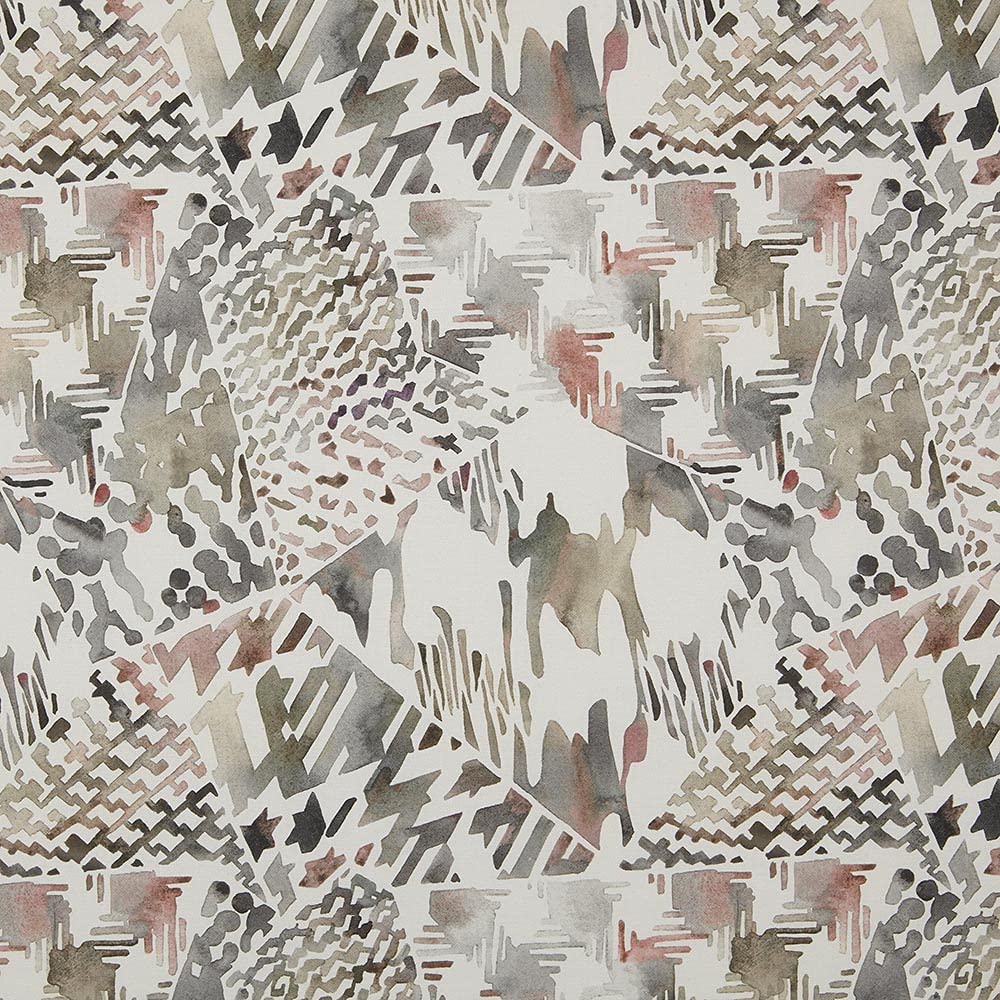 Kt KILOtela - Digital Printed Canvas Fabric – Half Panama 100% Organic Cotton, Oeko-Tex Standard 100 – 100 cm Length x 280 cm Width | Geometric Collage – Brown, Grey, Garnet ─ 1 Metre