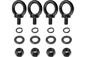 Antrader Lifting Shoulder Eye Bolts,4 Sets Eye Bolts with Nuts M12 Stainless Steel Machinery Shoulder Lifting Eye Bolt Lifting Ring Threaded Eyebolts with Lock Nuts,Lock Washers, Flat Washers