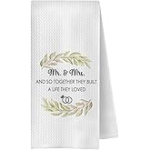 OVAcational Anniversary Wedding Gifts Kitchen Towels, Mr and Mrs Gifts Decorative Hand Towels for Bathroom, Engagement Gift for Couples Dish Tea Towel for Kitchen, 16x24 Inch