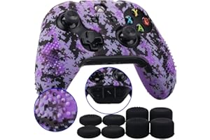 9CDeer 1 Piece of Studded Customize Digital Camo Silicone Cover Skin Sleeve Case 8 Thumb Grips for Xbox One/S/X Controller Purple Compatible with Official Stereo Headset Adapte