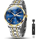 Taxau Leather Watches for Men Luxury Dress Men Watch Casual Men's Waterproof Watch Classic Stainless Steel Analog Quartz Mens Wrist Watches with Date Luminous