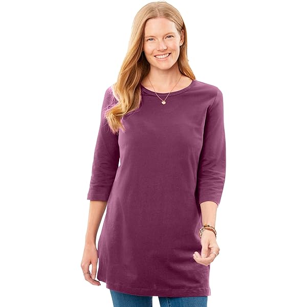 ウッドゥンブラザーズ　3個セット Woman Within Plus Size Perfect Three-Quarter Sleeve V-Neck