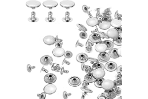 HARFINGTON 200 Sets Single Cap Rivets 12mm Carbon Steel Round Head Snaps Studs Fasteners Tubular Metal Studs for Leather Craf