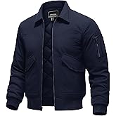 TACVASEN Men's Bomber Jacket Thick Quilted Jackets Zip Up Water Repellent Windproof Winter Warm Coat with 6 Pockets