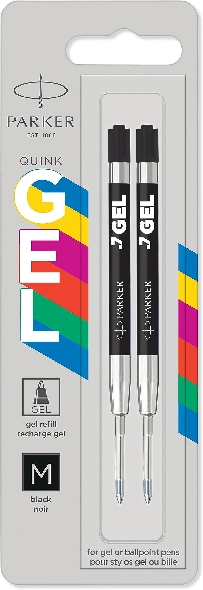 Parker Jotter Originals Gel Pen Refills 0.7mm Black Gel Ink 2 Count