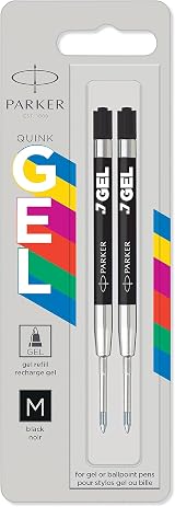 Parker Jotter Originals Gel Pen Refills 0.7mm Black Gel Ink 2 Count