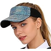 Shiny Rhinestone Sun Visor Bling Sun Hat for Women Adjustable Summer Sport Glitter Cap for Running Cycling Beach Theme Party