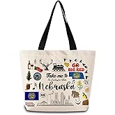 ZhuVantrix Take Me To Nebraska Tote Bag Reusable Grocery Bags Aesthetic Shopping Shoulder Handbag with Interior Pocket Lightweight & Washable Stylish Nebraska Travel Present for Women