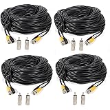 Masione 4 Pack 100ft BNC Video Power Cable Security Camera Wire Cord for CCTV DVR Surveillance System
