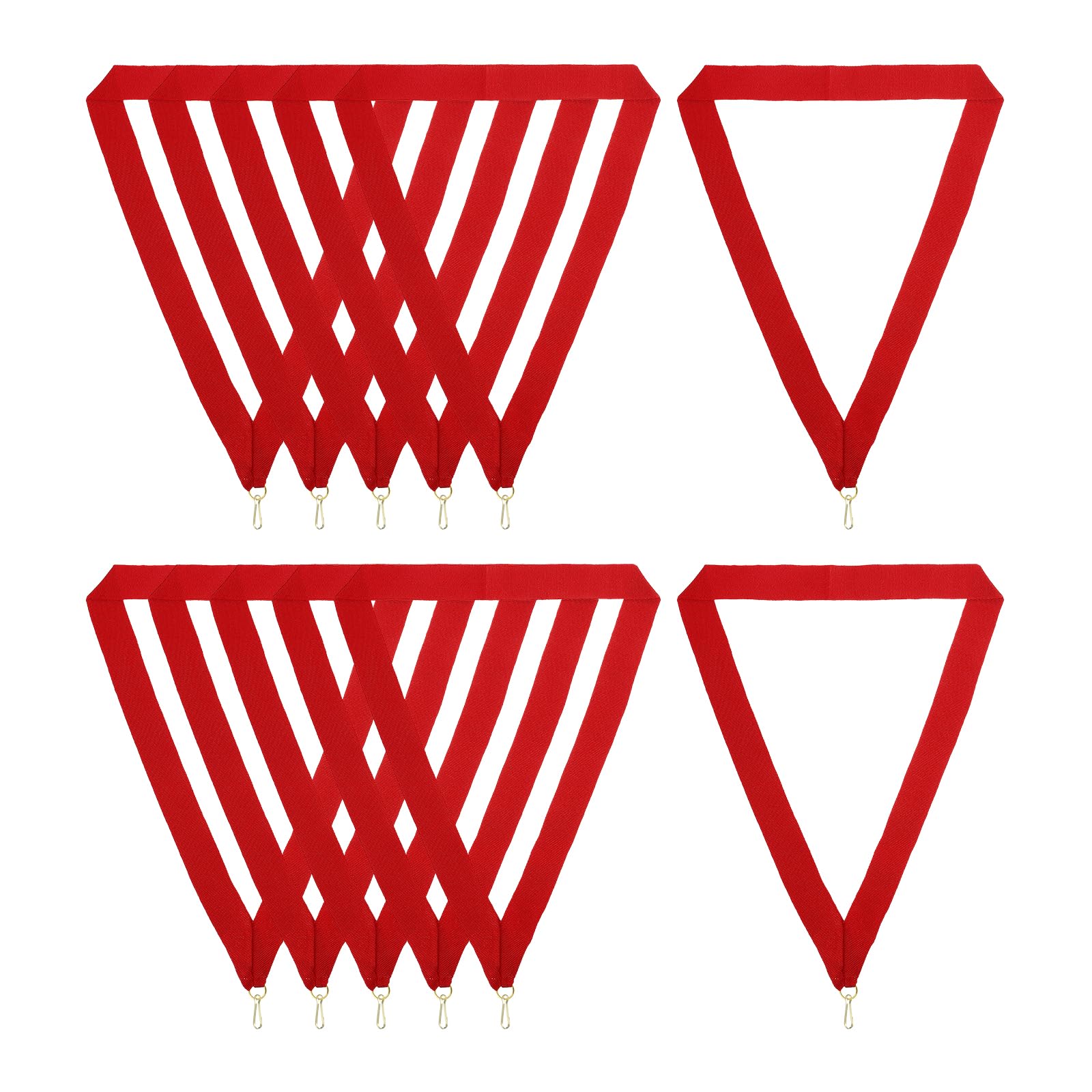 PATIKIL Award Neck Ribbons with Snap Clips, 12 Pcs Polyester Striped Medal Lanyards Ribbon for Competitions Sports Meetings Sports Party, Red