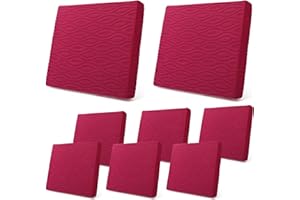 Newwiee 8Pcs Stretch Patio Cushion Covers Outdoor Cushion Covers for Patio Furniture Replacement Couch Sofa Slipcovers Jacquard Textured Soft Fabric Washable Furniture Protector (Wine Red,Classic)