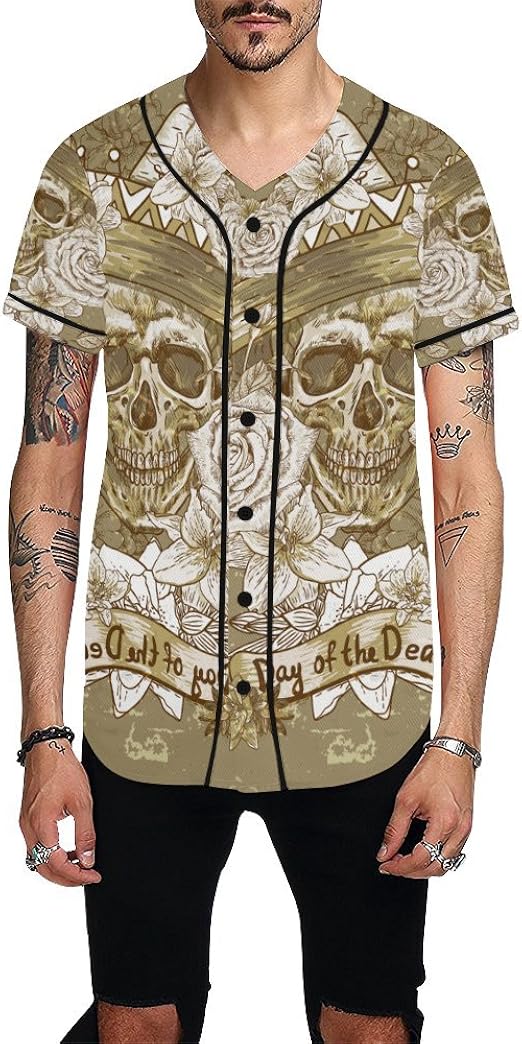 dia de los muertos button up shirt