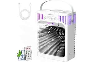Portable Air Conditioner, 4 in 1 Cooling Fan with 3 Speeds & 3 Mist Modes, 1200ml Water Tank, 2-8H Timer, Remote Control, 7 C
