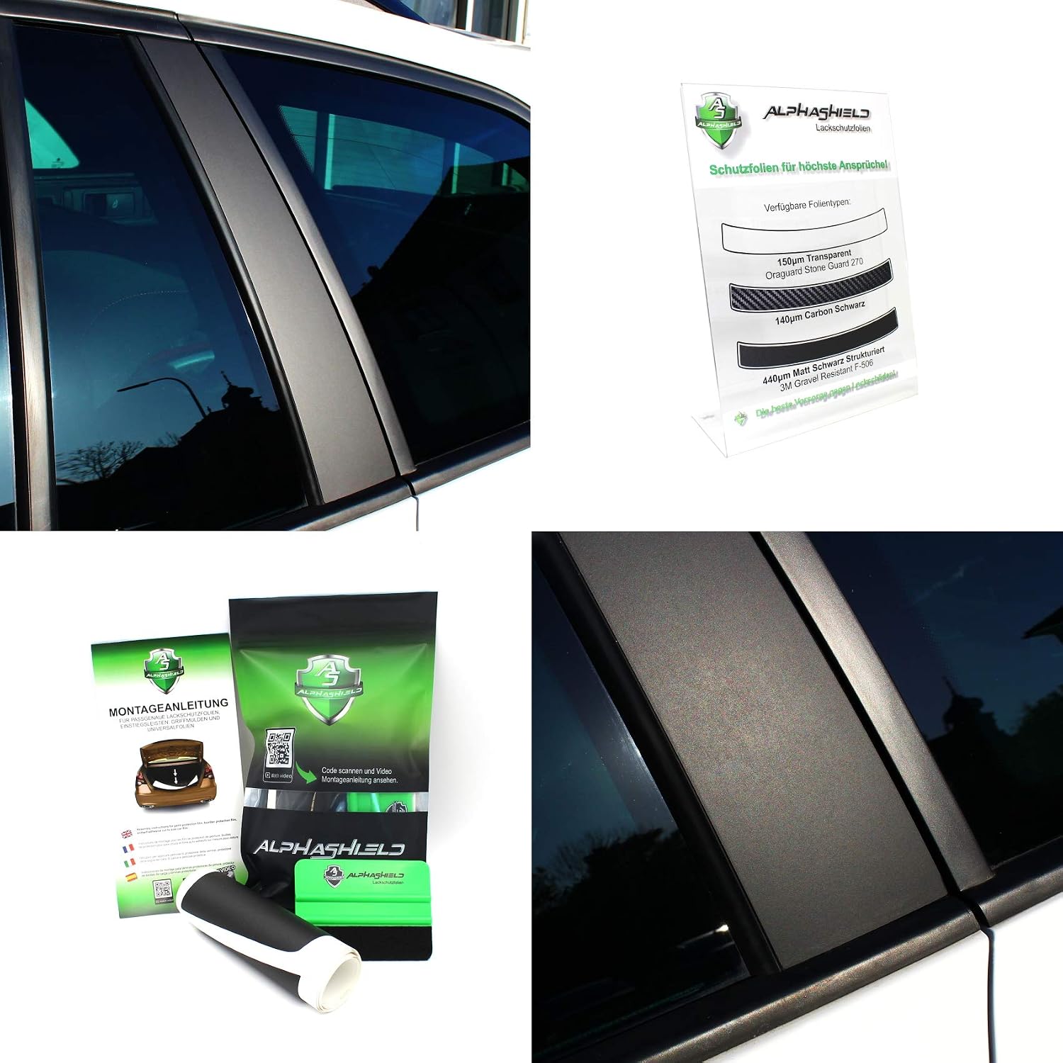AlphaShield FX01 Paint Protection Film for Column B C (90 µm 3M 1080 Matte Black), 90μm 3m 1080 Matte Black - Image 3