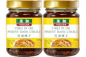 Youjia Crispy Chili in Oil 2 Pack, Spicy Chili Crisp Condiment with Crispy Bits – 210g x 2 Pack – Authentic Bold Umami Asian 