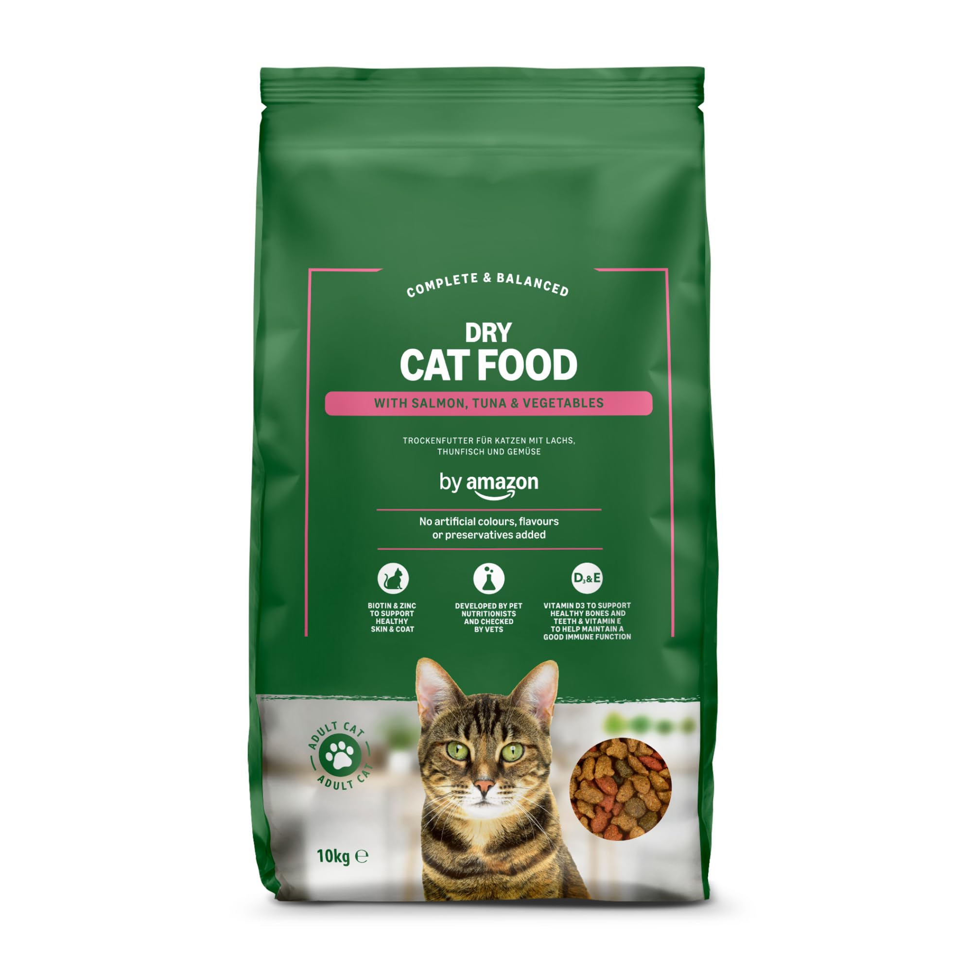 by Amazon - Complete Dry Cat Food with Salmon, Tuna and Vegetables, 1 pack of 10kg