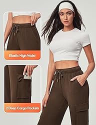 IUGA Fleece Cargo Sweatpants for Women Wide Leg