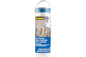 ScotchBlue Pre Plastic Painters Tape, 48 in x 30yd, Tape & Masking Film Combined in One Product, Static Cling to Stay in One 
