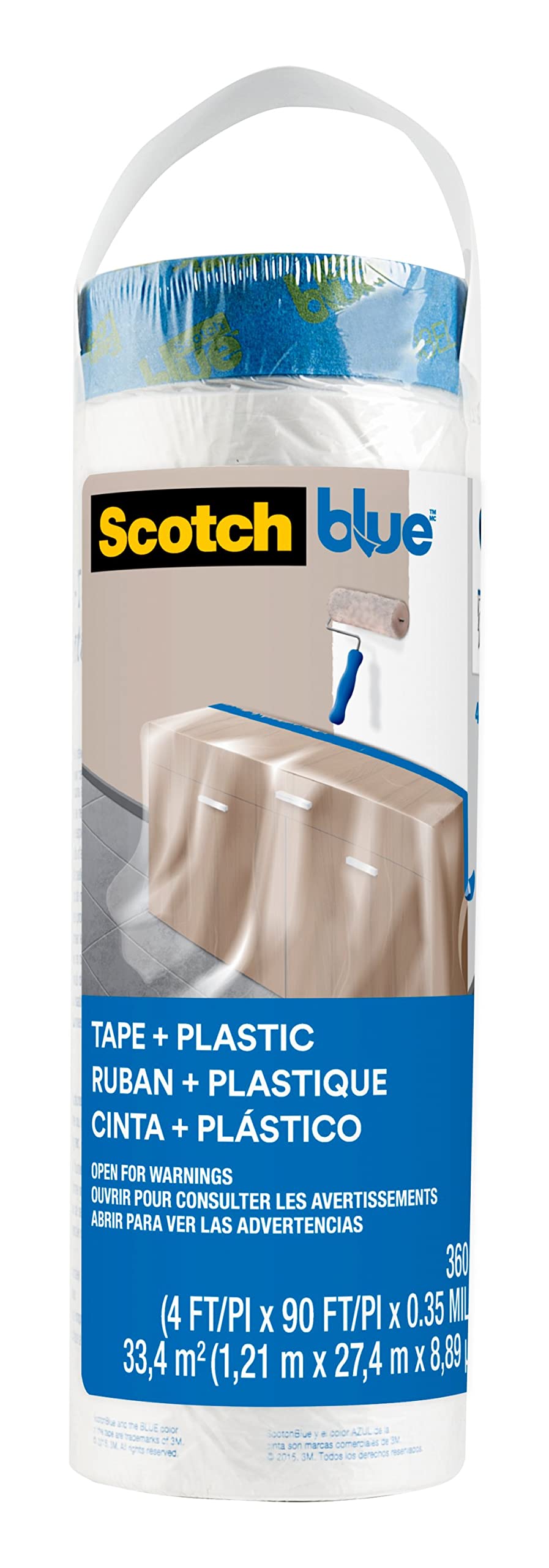 ScotchBlue Pre-taped Painter's Plastic Refill PT2093EL-48, 122 cm x 27,4 m, 1 Roll/Pack