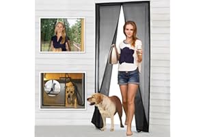 CHERAINTI Magnetic Screen Door, 36 x 82 Inches, Heavy Duty, Reinforced Fiberglass Mesh, Black, Modern Style, Automatic Closing, Magnetic Closure, Screen Door for Patio Sliding Doors