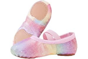 GroYolan Glitter Ballet Shoes for Girls Split Sole Dance Slippers Kids Toddler Ballet Flats for Dance Performance Gymnastics