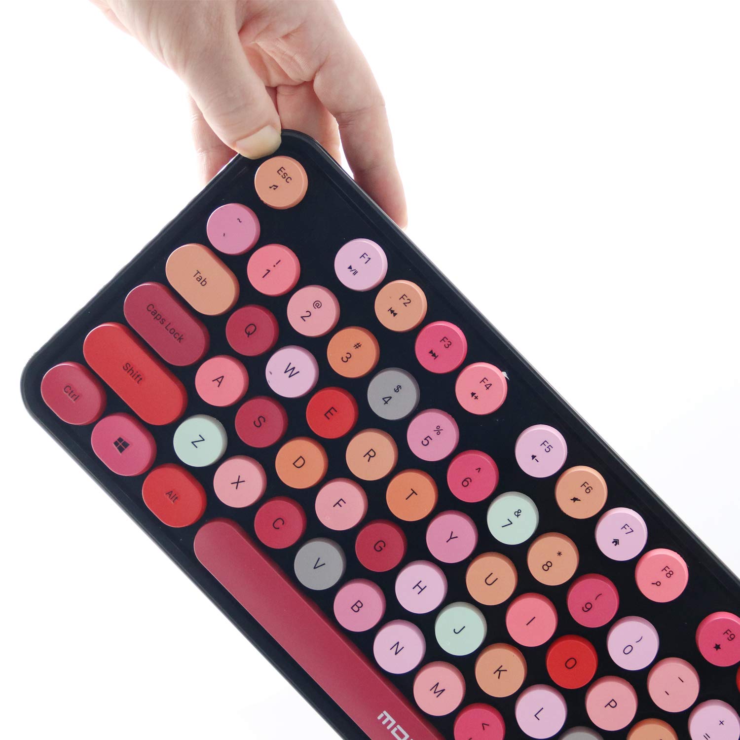 UBOTIE Colorful Computer Wireless Keyboard Mouse Combos, Typewriter Flexible Keys Office Full-Sized Keyboard, 2.4GHz Dropout-Free Connection and Optical Mouse (Black-Colorful)